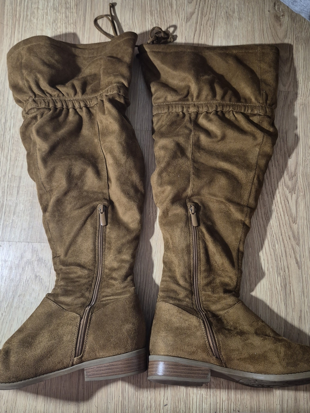 Women’s Tall Knee-High Suede-Look Zip Boots in Brown Size 9 Wide
